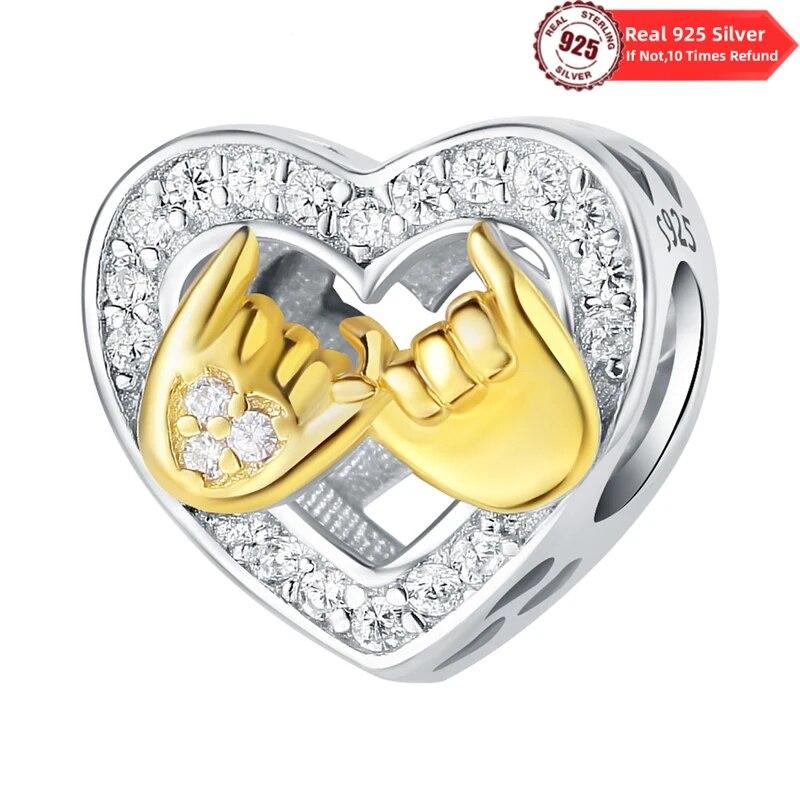 Charms Real Copper Fit Fine Original Bracelet Family Love Friendship Beads Diy Fine Jewelry Gifts Making