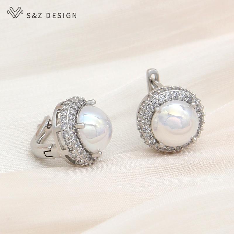 Fashion Luxury Rose Gold Color Round Cubic Zirconia Drop Earrings For Women Girl Elegant Wedding Jewelry