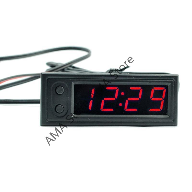 X7JF Auto Temperature 3 In 1 Thermometers Voltmeter Gauge Electronic Clock LCD Screen