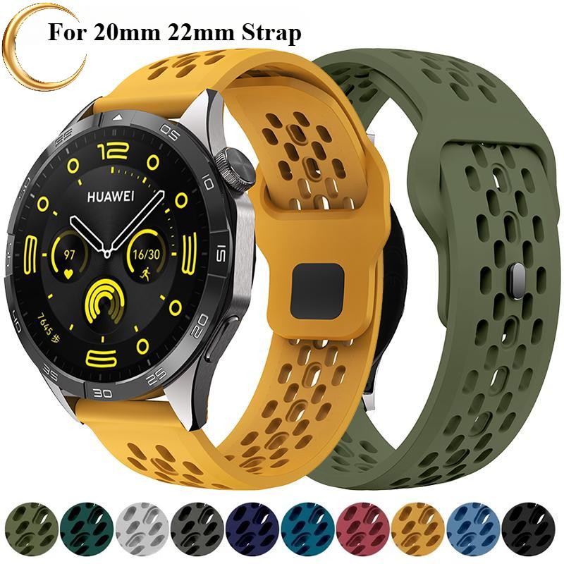 20mm 22mm Hole Silicone Band For Samsung Galaxy Watch 7 FE 6 5 4 for Huawei GT5 4 3 GT2 Pro Bracelet For Garmin Vivoactive4