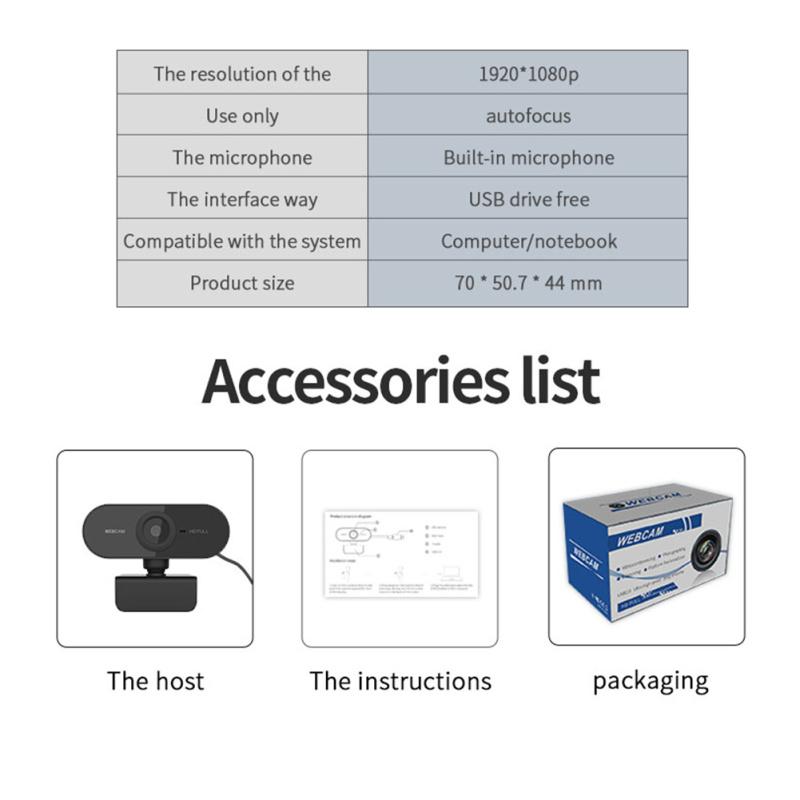 1080p Full Hd Webcam Built-in Microphone Usb Plug Web Cam Compatible For Mac Laptop Youtube Xbox