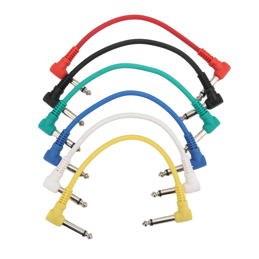 6Pcs Guitar Effect Cable Right Angle Universal Instrument Patch Cables for Pedals 6.35mm