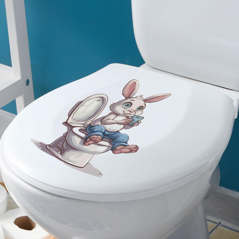 Funny Bunny Goes To The Toilet Toilet Stick Bathroom Bathroom Home Decoration Stickers