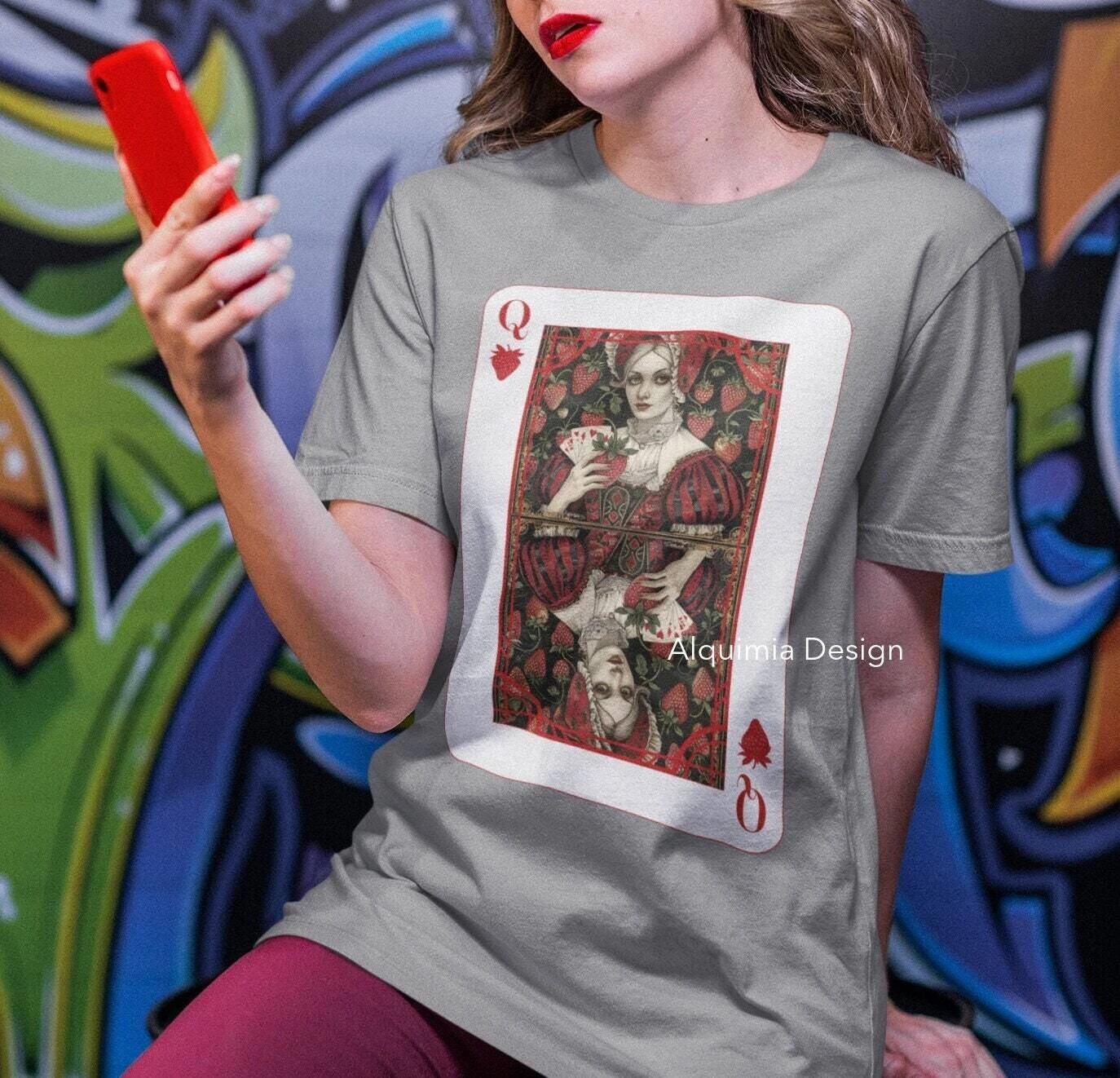 Queen of Strawberries Poker Card Shirt, Strawberry Lover 3XL