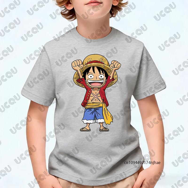 One Piece Japanese Anime Luffy Cartoon Graphic Print Tshirt For Children Summer Cotton Cosplay Tees Casual KidsAdult Tops
