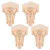 M-Modern-4PCS 10X6cm European Style Solid Wood Carved Furniture Foot Legs TV Cabinet Seat Feets