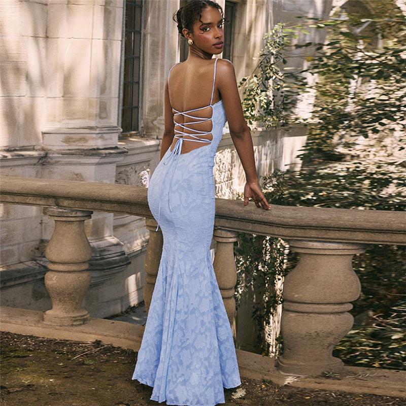 Rochie nouă de primăvară pentru femei, temperament sexy franțuzesc, cu un umăr gol, spate gol, cu bretele subțiri, slim, tip furou