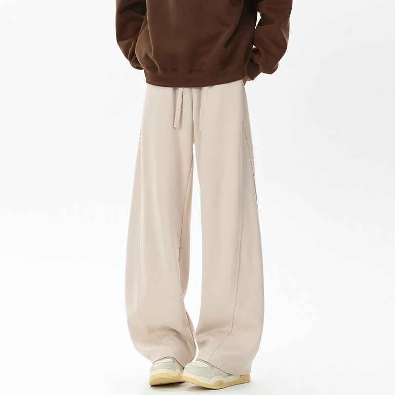 Heavy drape flower gray scimitar sweatpants men's autumn American trendy sports trousers loose straight casual trousers