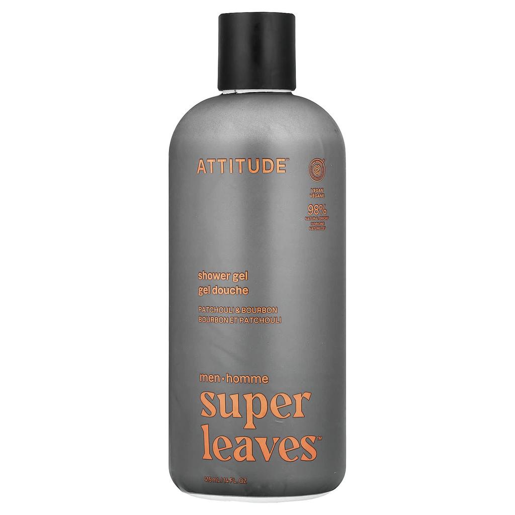 ATTITUDE, Super Leaves™, Shower Gel, Men, Patchouli & Bourbon, 415ml (14fl oz)