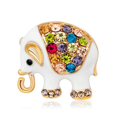 Fashion Retro Alloy Diamond Epoxy Small Elephant Brooch Party Clothing Accessories