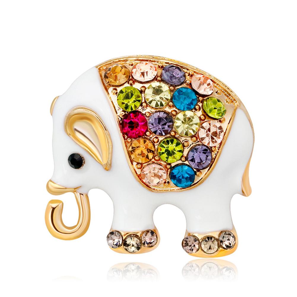 Fashion Retro Alloy Diamond Epoxy Small Elephant Brooch Party Clothing Accessories