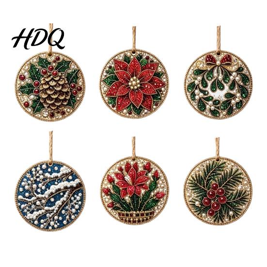 Decoratieve Kunstmatige Parel Kunst Decoraties 6 Stuks/Set Kerst DIY Kit Hangende Decoraties Knutselpakket met Ronde Bedels Parels Vakantie Strass voor
