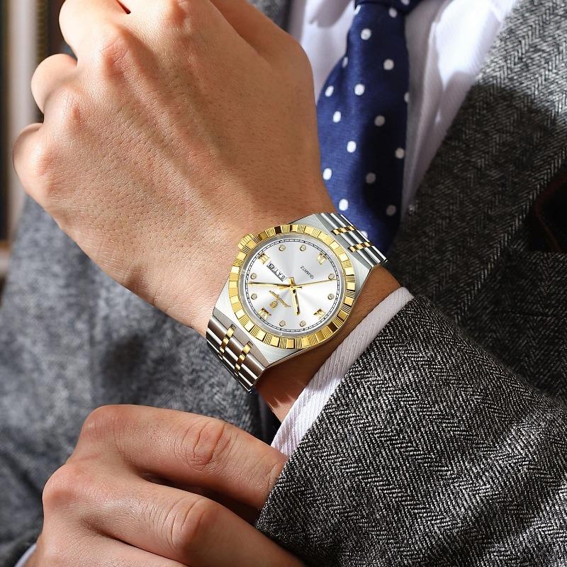POEDAGAR Luxury Business Male Watch Waterproof Luminous Week Date Wristwatch Stainless Steel Trendy Quartz Watches for Men
