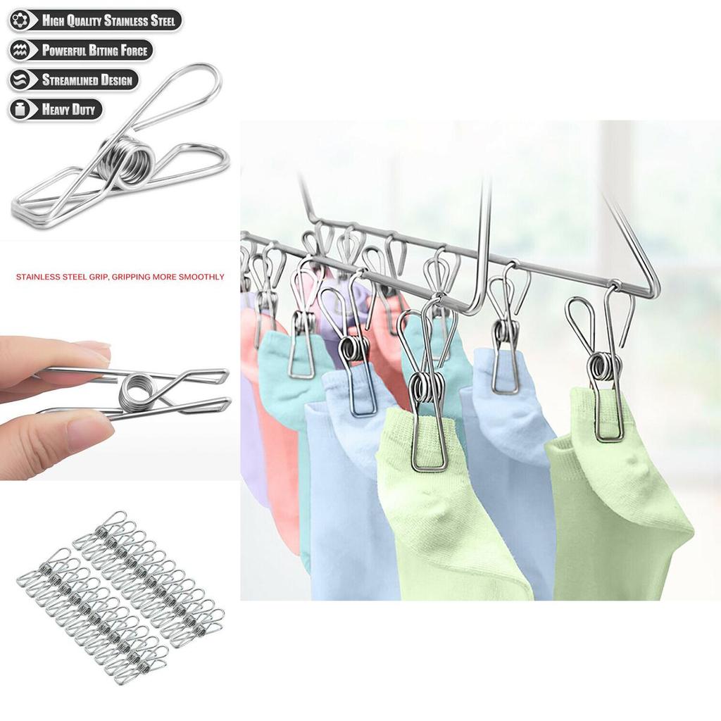 User-friendly 20x Stainless Steel Clothes Pegs With Excellent Arc Design For Secure Hanging And Drying