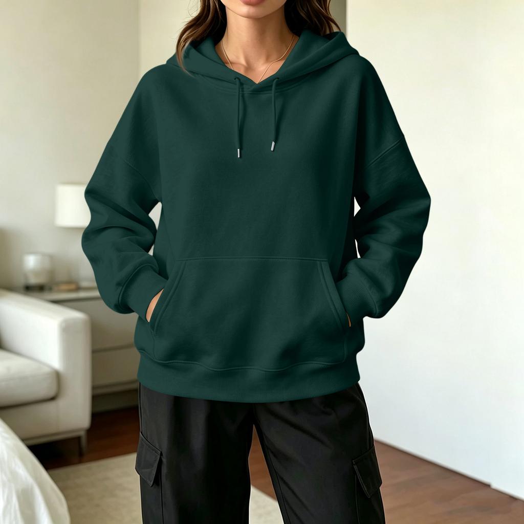 Women's Casual Hoodie with Drawstring Hood and Pockets for Everyday Wear