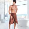 Men Wearable Bath Towel with Pocket Adjustable Size Shower Skirts Elastic Waist Sauna Gym Swimming Holiday Spa Bath Beach Towel