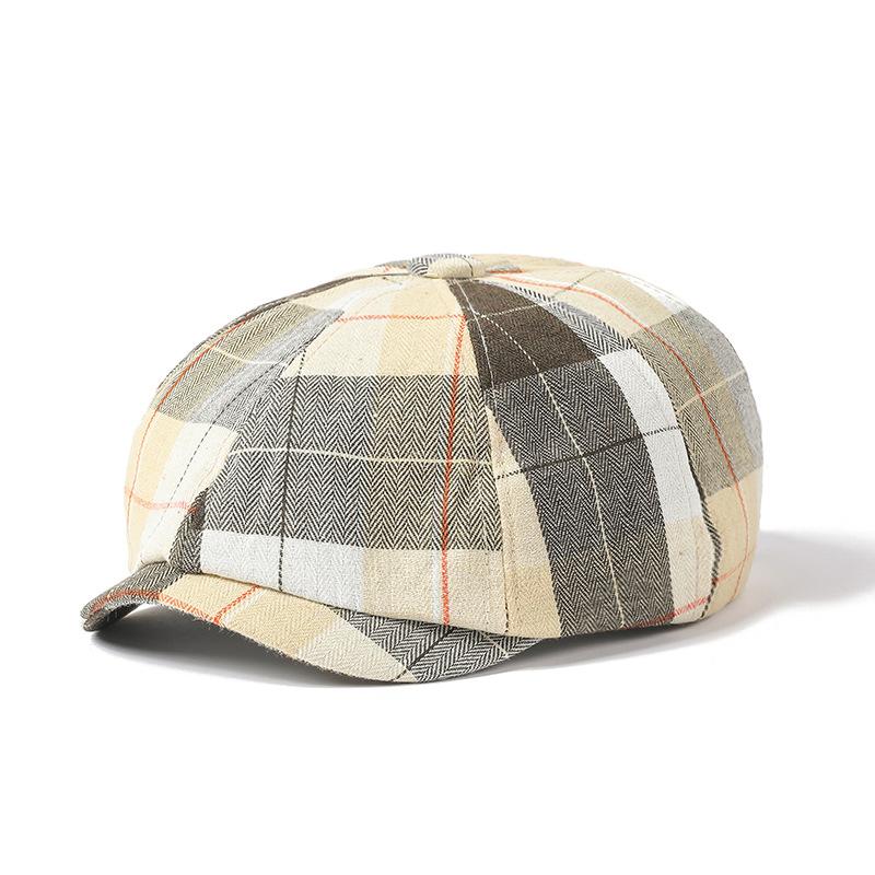 Bavlněný baret Pánská malířská čepice Newsboy čepice Klobouk Rybí kost Osmihranný klobouk