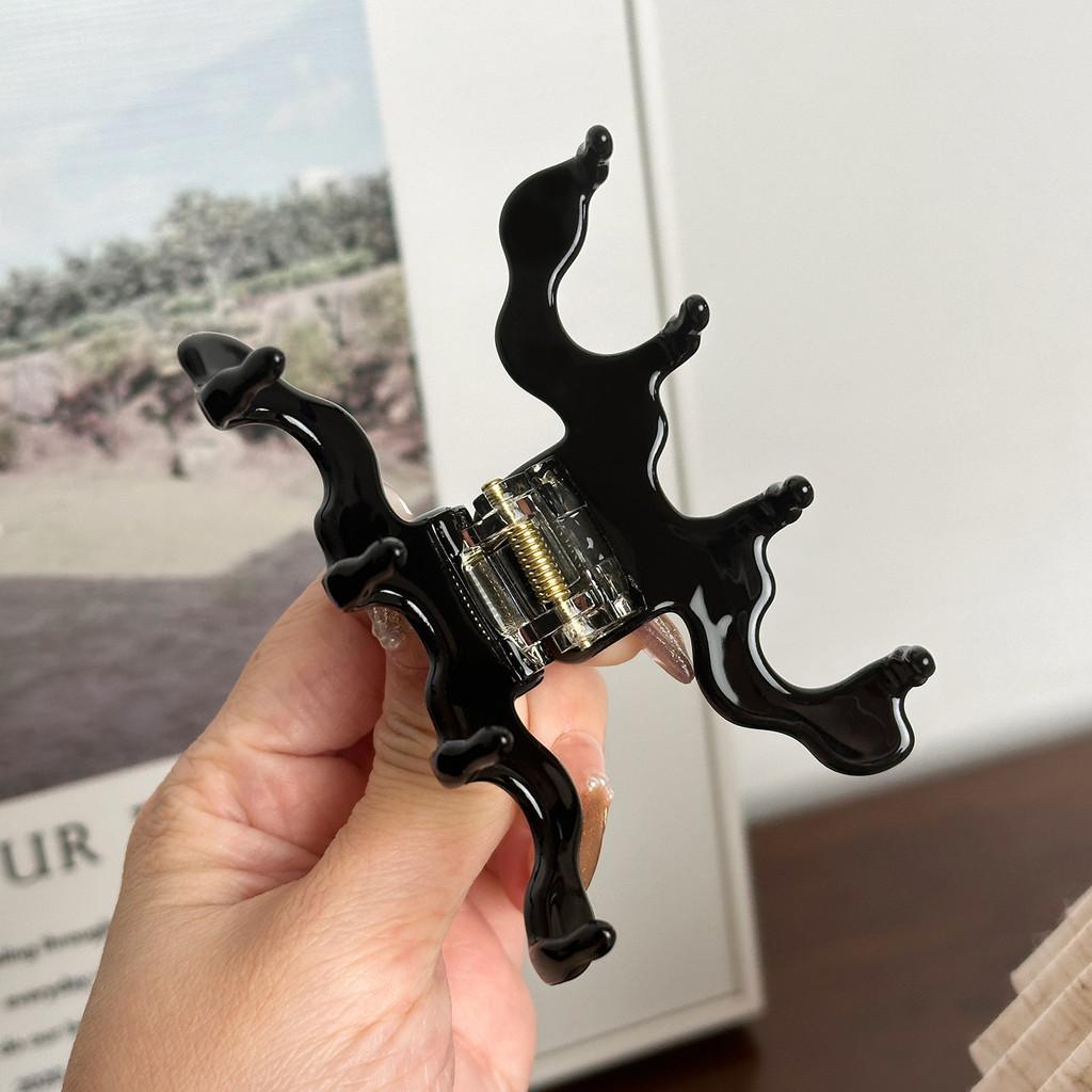 Stylish Korean Acetate Medium Wave Hair Clip With Gemstone Accents For Updos Chic