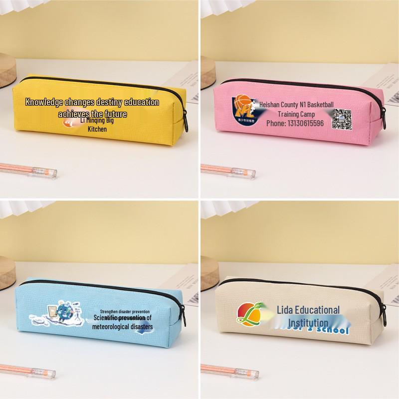 Solid Color Oxford Large Pencil Case - Customizable Student Stationery Bag with Logo Printing