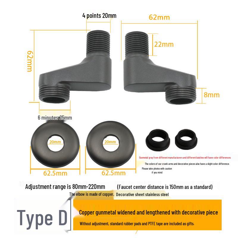 Black Shower Faucet Kit with Adjustable Shower Head and Curved Eccentric Converter