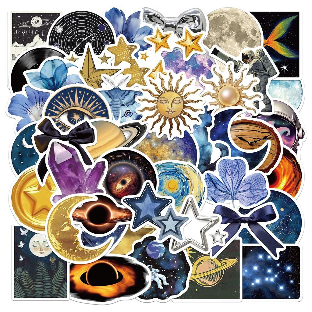 50 Stück Universum Planet Kunst Ästhetik Aufkleber DIY Handy Gitarre Laptop Notizbuch Koffer Tasse Wasserdichter Aufkleber Kinderspielzeug