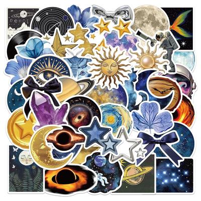 50pcs Universe Planet Art Aesthetics Stickers DIY Phone Guitar Laptop Notebook Suitcase Cup Waterproof Sticker Kids Toys