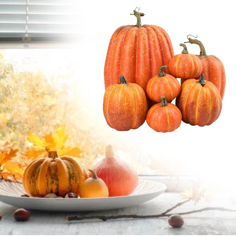 Elegant Yellow White Foam Pumpkins Set Perfect Autumn Decoration for Thanksgiving, Halloween, and Harvest Festivals