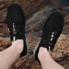 Men’s Outdoor Hiking Shoes Grey Driving Shoes Casual Slip on Summer Black Mesh Shoes Plus Size 45 46