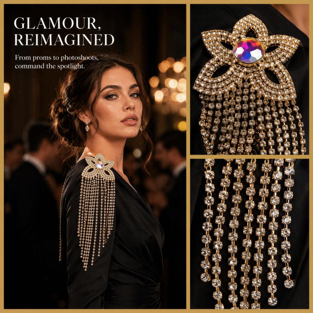 Fringe Shoulder Epaulets Sparkly AB Crystal Shoulder Ornament Rhinestone Epaulets Fashion Shoot