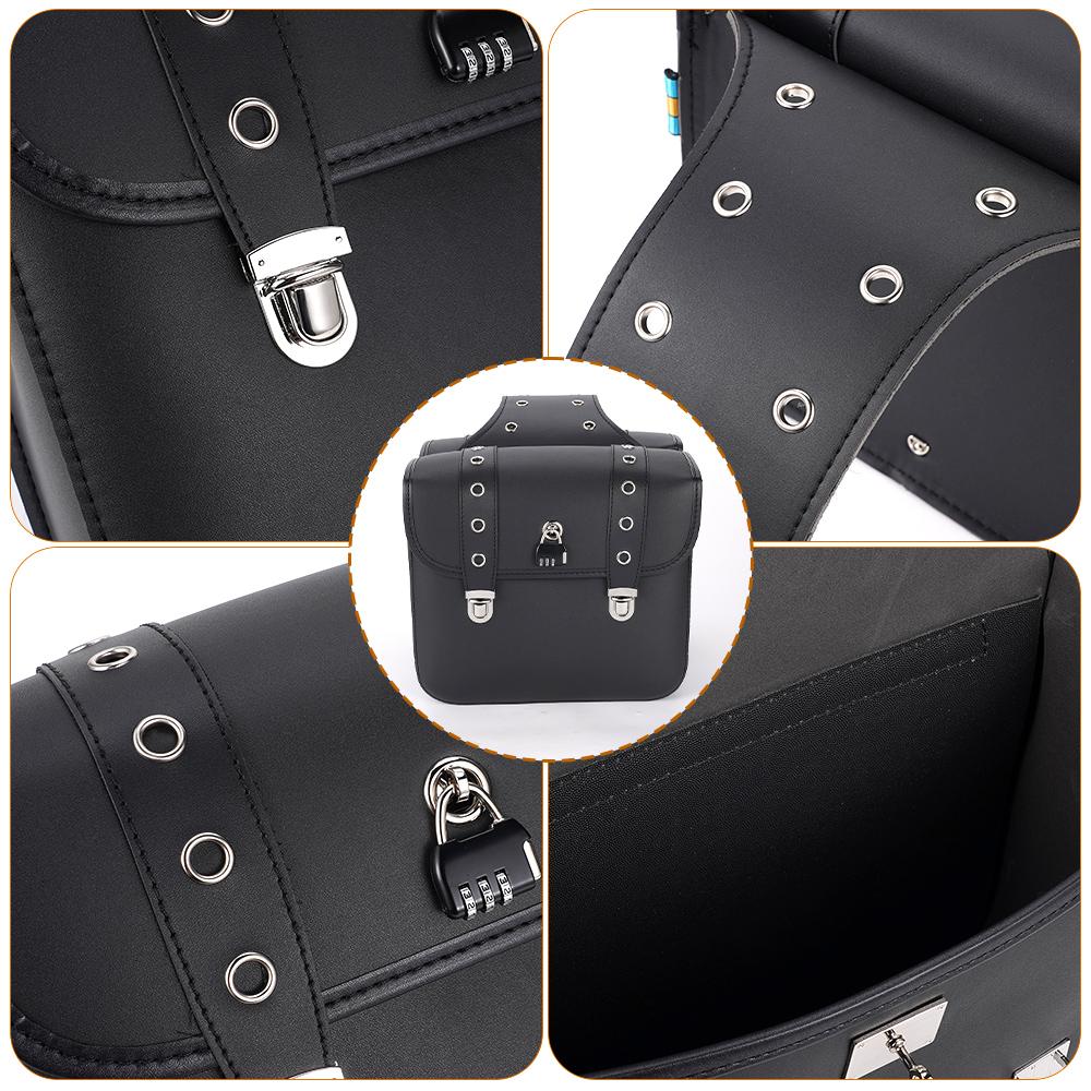 2pcs Universal PU Leather Motorcycle Saddlebag Side Tool Luggage Package Saddle for Honda/Suzuki/Kawasaki/Yamaha Black