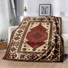 Vintage Kilim Tribal Geometric Print Flannel Blanket, Soft Cozy Throw for Bed Sofa, Ethnic Home Decor
