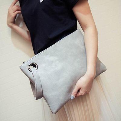 Solid Women Clutch Bag Leather EnvelopeEvening Handbag
