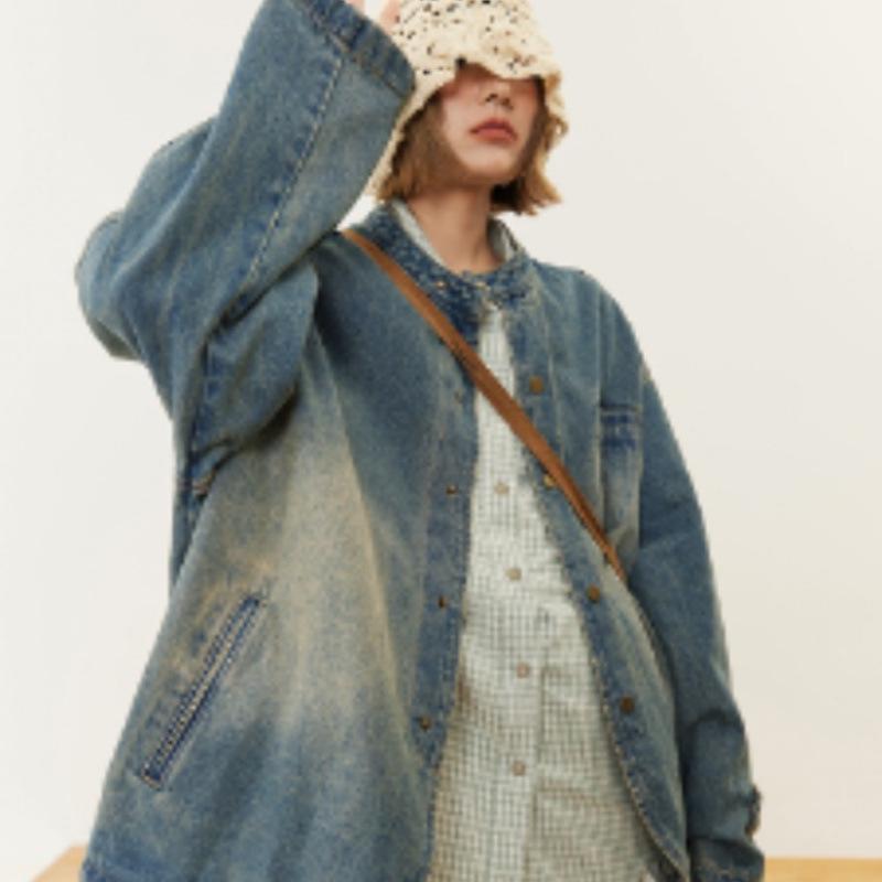 HOTHORE Volcano Horse 2025 Autumn/Winter Women's Retro Washed Denim Jacket