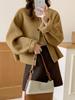 Korean Style Women's Double-Faced Wool Coat: 2024 Winter Loose Fit, Round Neck, Little Fragrant Style