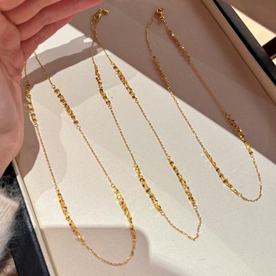 Light Luxury Fashion Simple Super Bright Golden Waterfall Necklace Retro High Sense Multi-Layer Fringed Collarbone Chain Female