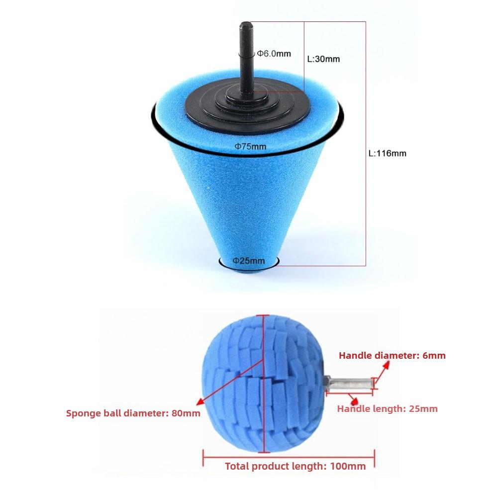 Car Drill Polishing Sponge Pad Kit Hub Polishing Pads Metal Cone Polishing Ball for Rim Cleaning Automotive Detailing Care Tools