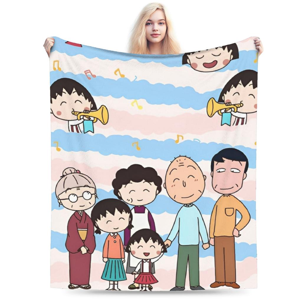 Comfortable chibi maruko chan Japan Anime Blanket Accessories Bedding Decorative Throw Blanket Warm Velvet for Travel