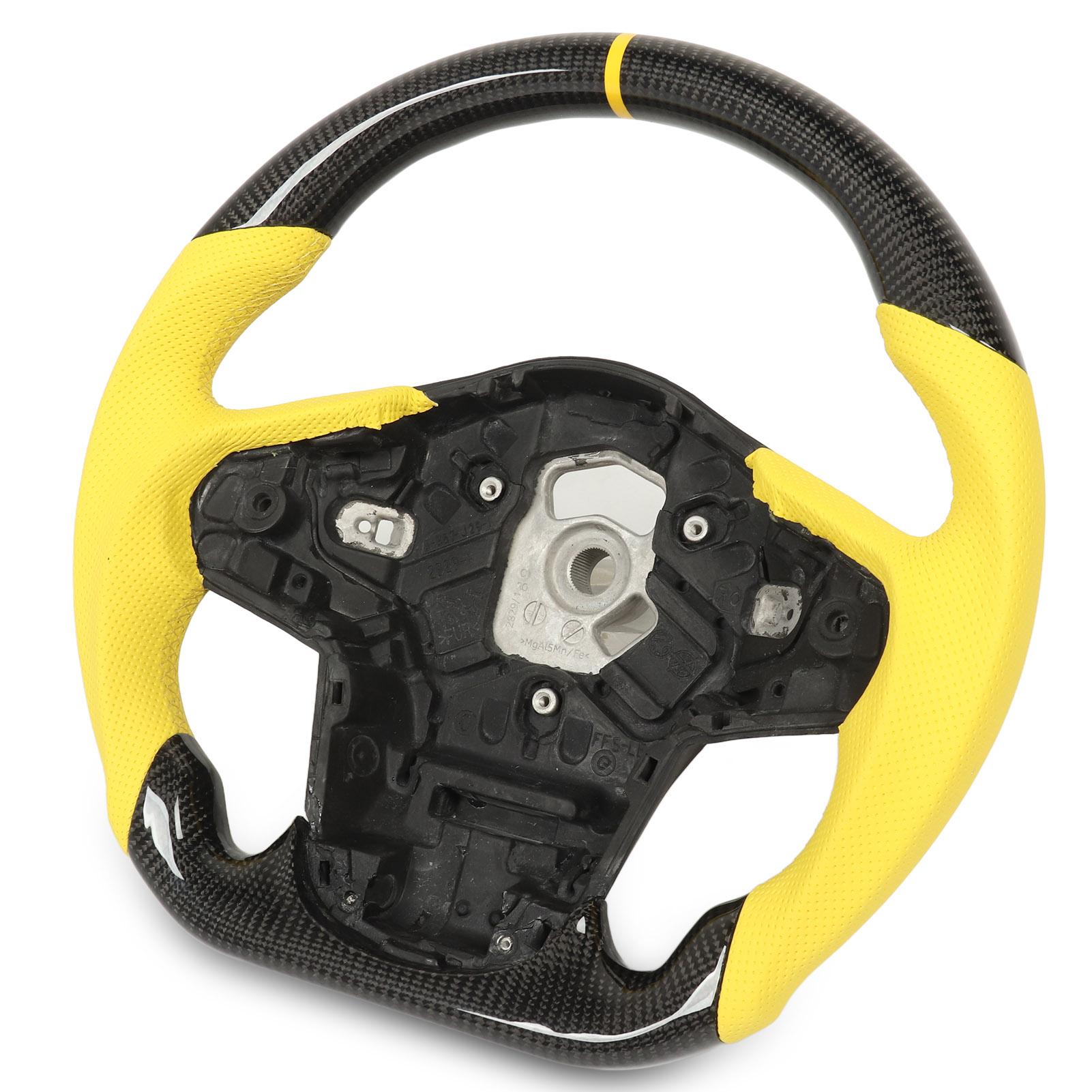 Carbon Fiber Steering Wheel Yellow Stitching Perforated Leather for GR Supra A90 J29 2020 to 2023