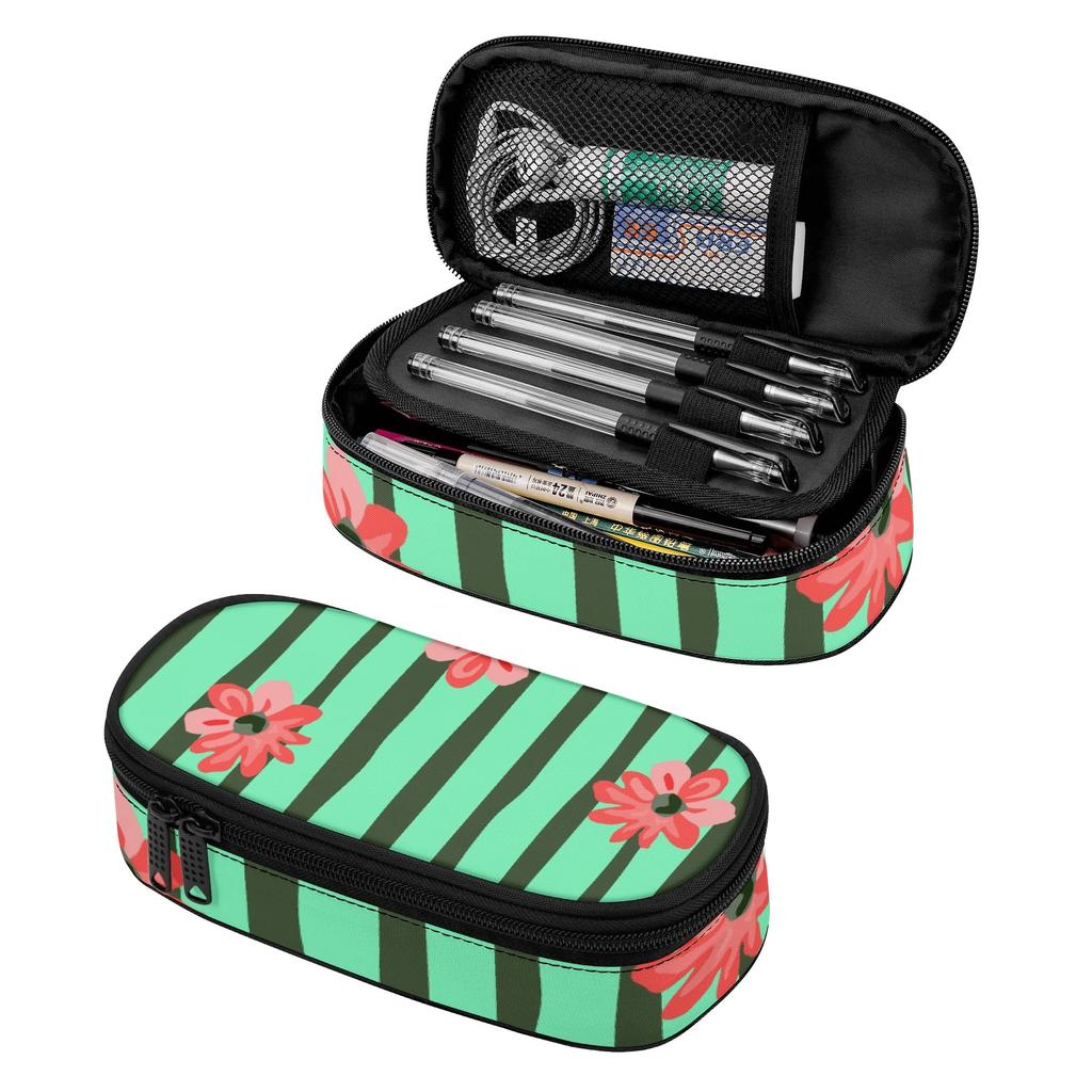 Pen Case 300D Polyester Large Capacity Zipper Closure with Mesh Pocket Removable Divider and Pen Slots for College and School Use