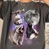 Retro Raccoon Skunk Opossum Shirt, Vintage Moon Scavenger Tee, Celestial Trash Panda Art, Aesthetic 90s Night Critter Graphic, Forest Gift