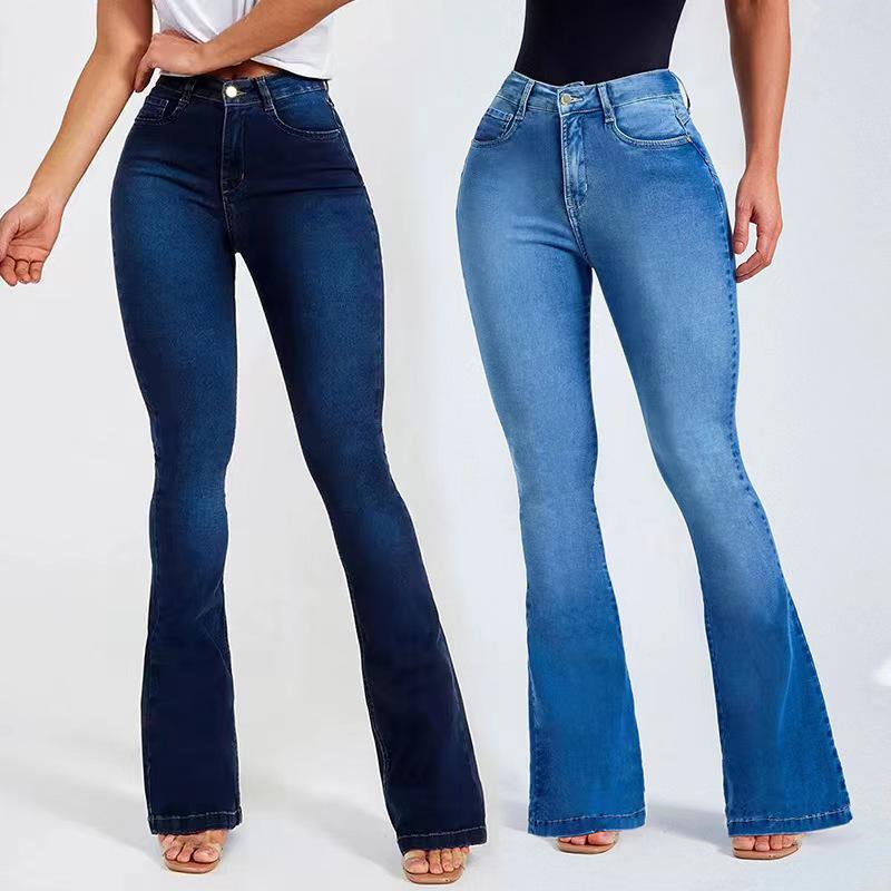 

High-Waisted Slimming Stretch Flare Jeans for Women Extra Large темно-синий