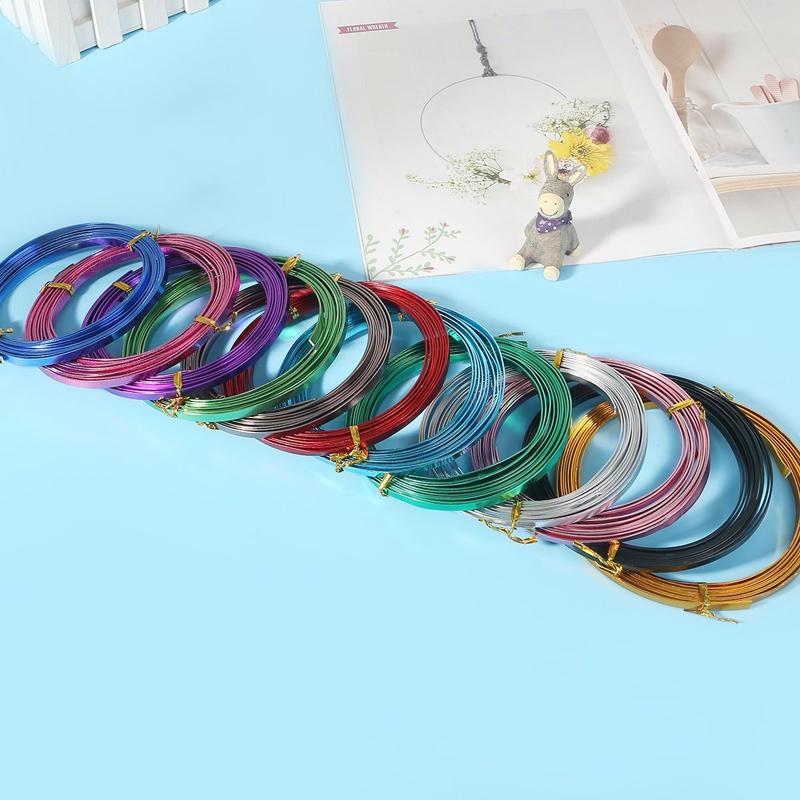 5Meters / Piece 3mmx1mm Colour Flat Aluminum Wire Soft Metal Floristry Wire For DIY Handmade Jewelry Crafts Modeling Accessories