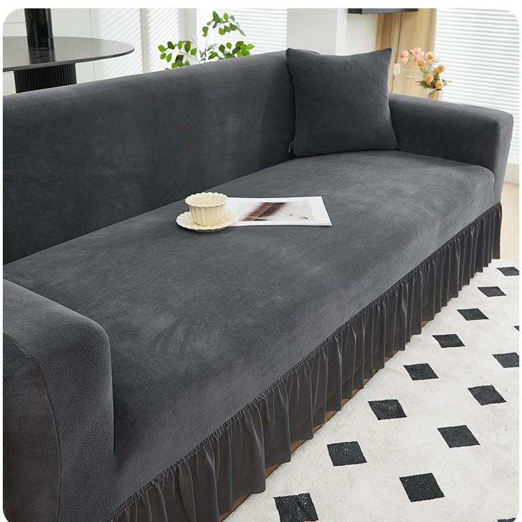 New Autumn and Winter Thick Plush Sofa Cover Anti Cat Scratch Old Fashioned Sofa Straight Row Elastic Skirt Hem Pad