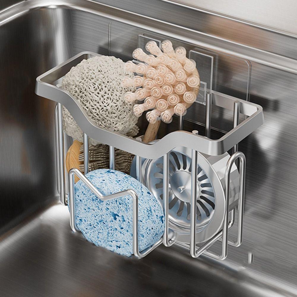 Stainless Steel Sink Stopper Scraper Waterproof Sink Organizer  Sponge Brush