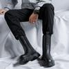 Autumn Chelsea Boots Winter Velvet Thermal Boots Men's High-top British Smoke Boots Thick-soled Medium-top Martin Boots