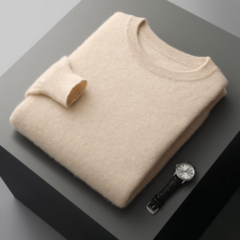 Men's Cashmere Sweater Qinghe Cashmere 30% Cashmere 70% Wool Men's Autumn and Winter Cashmere Pullover Soft and Warm