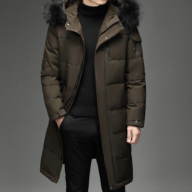 Piumino da uomo Giacca da esterno Pelliccia artificiale Lungo al ginocchio Piumino Tinta unita Cotone ispessito Abbigliamento da lavoro Taglie forti M-5XL