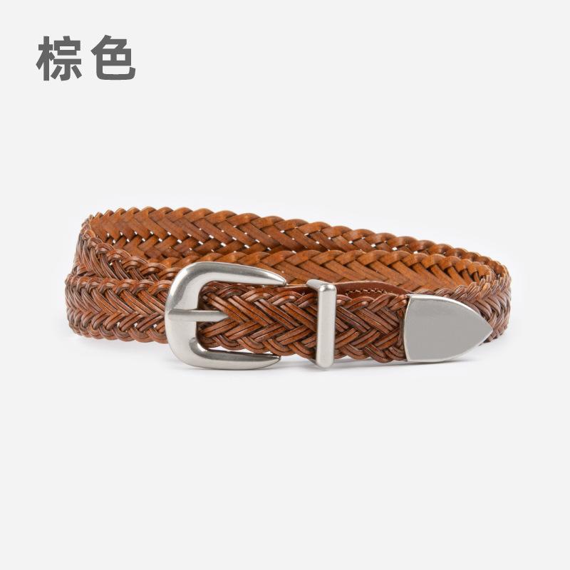 Women's Woven Vintage Belt, Paired with Denim, Casual Pants Decoration, Non Perforated Needle Buckle Belt, Lightweight Design