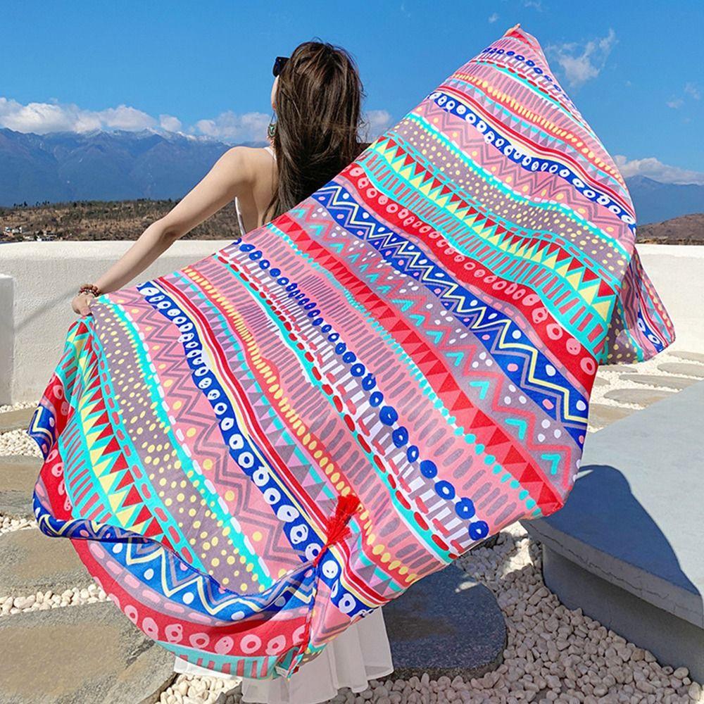 Thin Scarf Wrap Boho Style Desert Scarves Breathable Beach Silk Shawl  Women