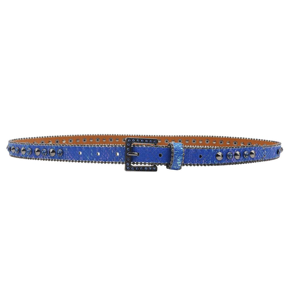 Women's 2.3cm Wide Rhinestone Leather Belt - European and American Cowboy Style Waistband